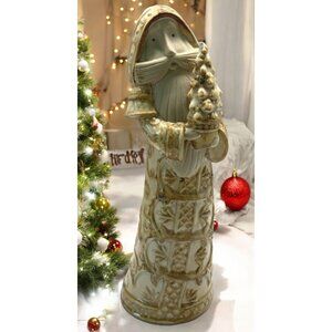 Vintage Santa Claus Figurine Holding Tree Christmas Decor Vintage Folk Art